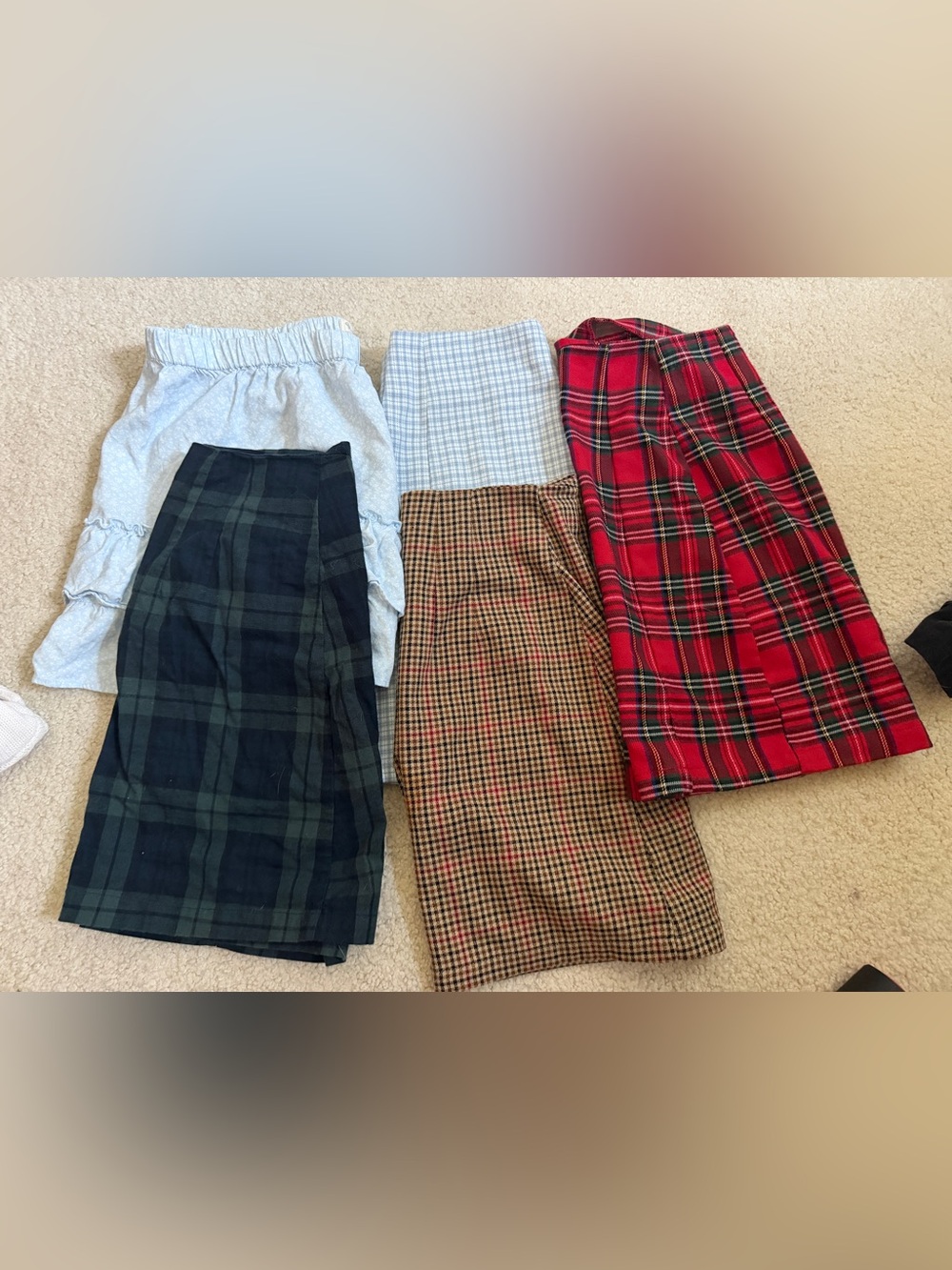 Brandy Melville Plaid & Pattern Midi Skirt Set Bundle of 5